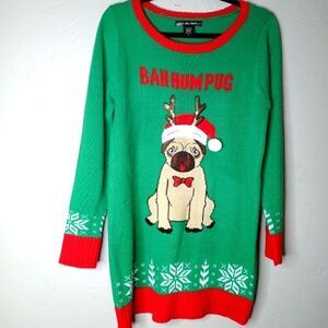 United States Sweaters Bah Hum Pug Sweater Tunic
